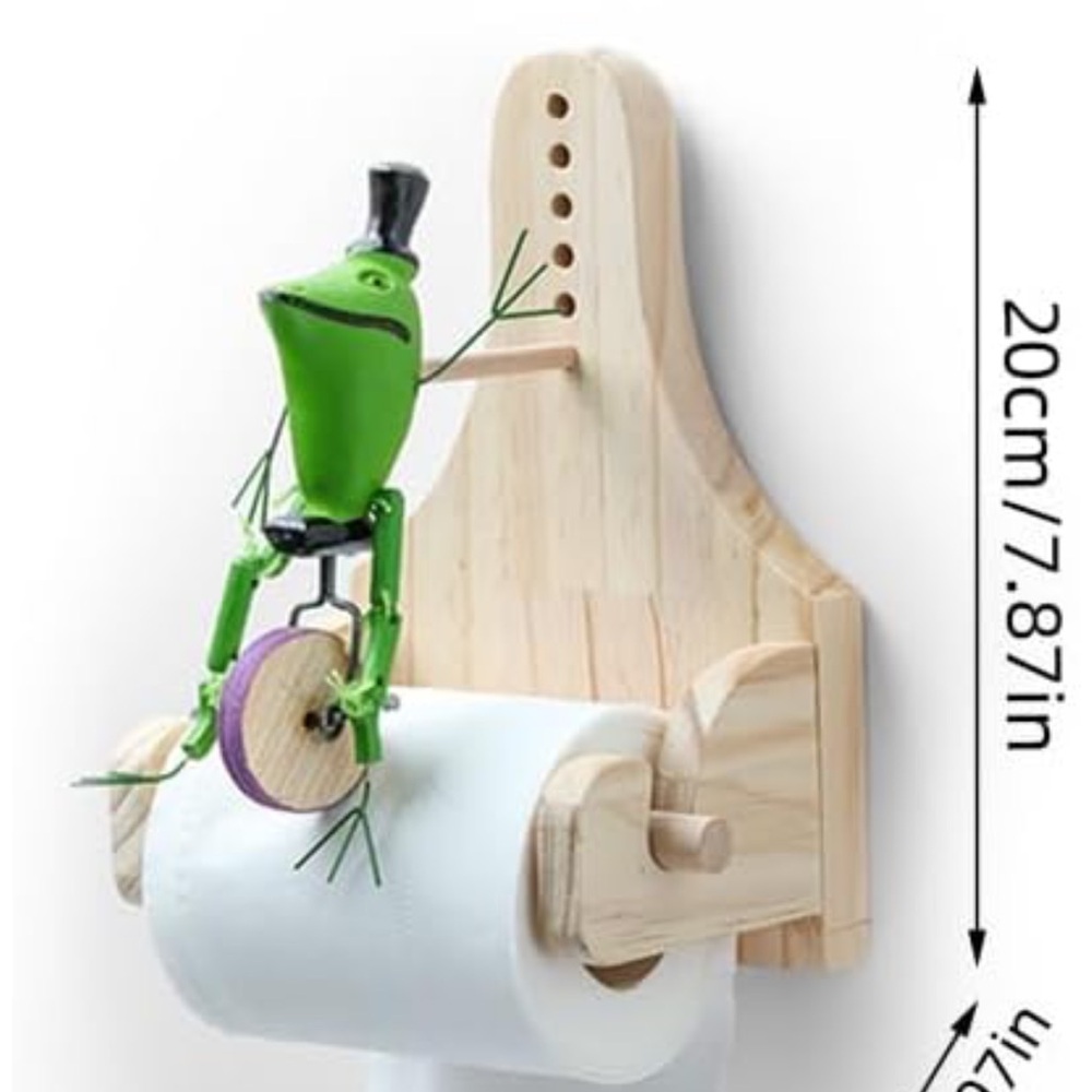 Whimsical Green Frog Toilet Paper Holder - Picture 2 of 3